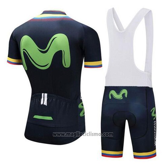 2018 Abbigliamento Ciclismo Movistar Campione Colombia Manica Corta e Salopette